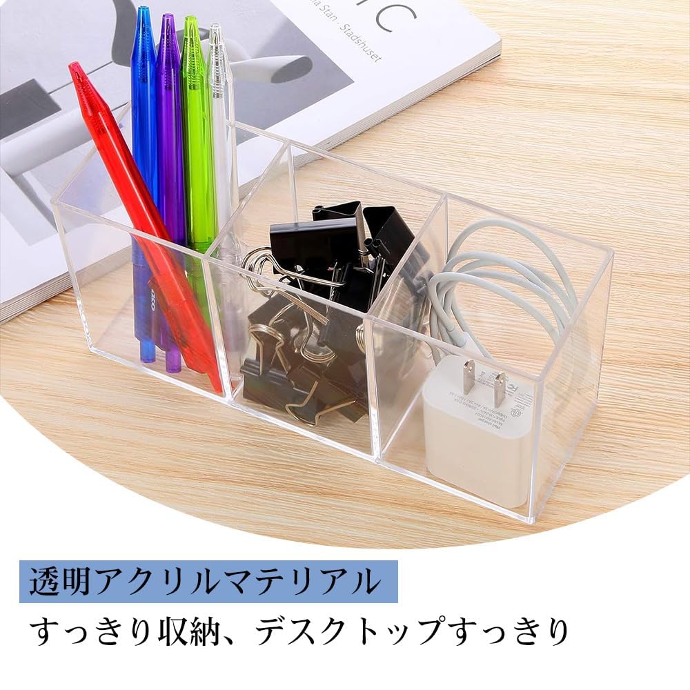 Amazon.co.jp: 2個セット ペン立て ペンスタンド 透明アクリル ペンた